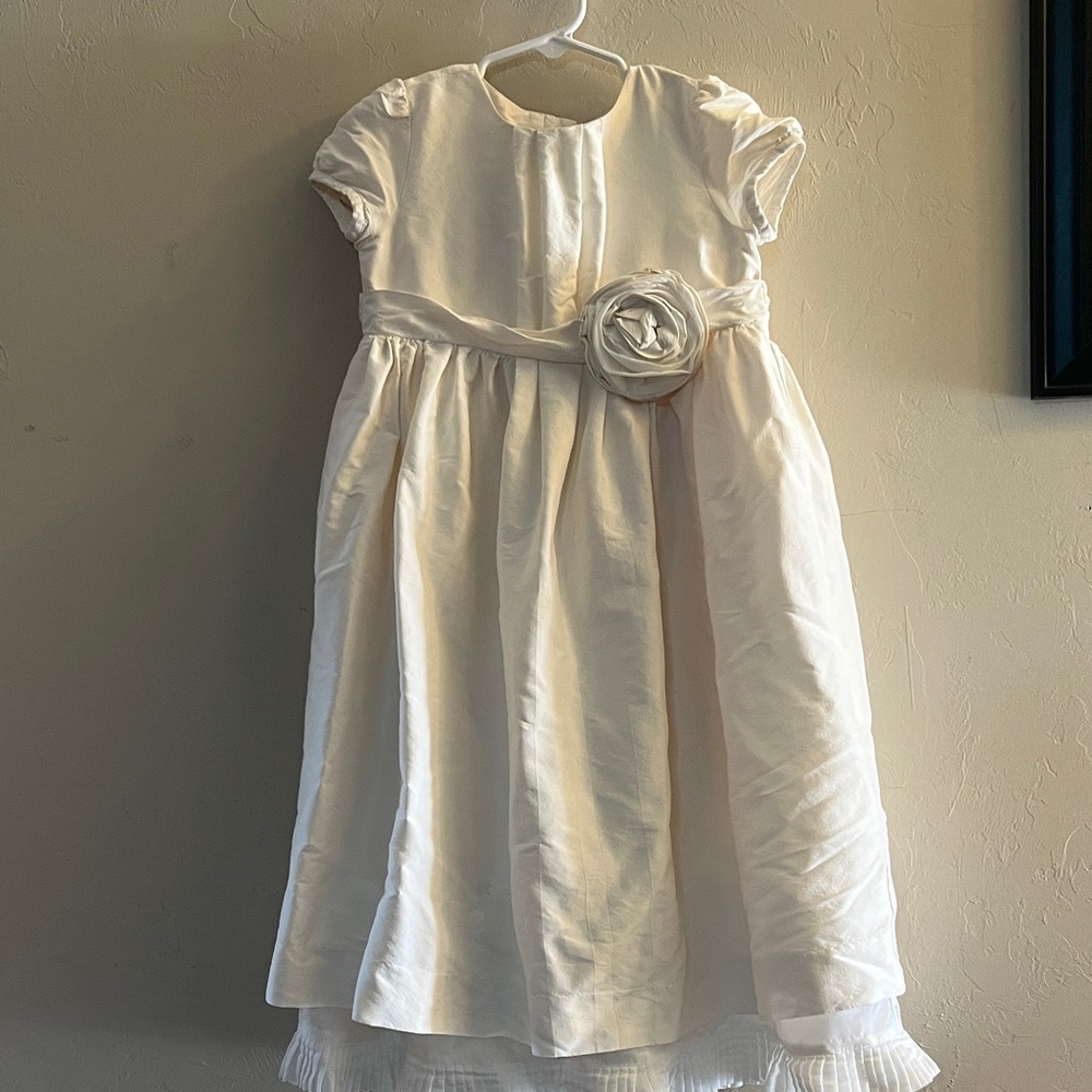 Janie and Jack Cream Dress with Floral Accent